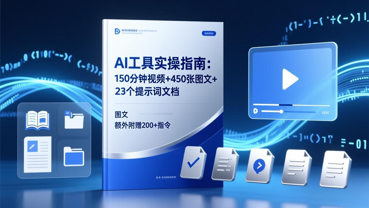 AI工具实操指南：150分钟视频+450张图文+23个提示词文档，额外附赠200+指令-御文网