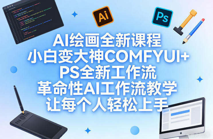 AI绘画全新课程，小白变大神COMFYUI+PS全新工作流，革命性AI工作流教学，让每个人轻松上手-御文网