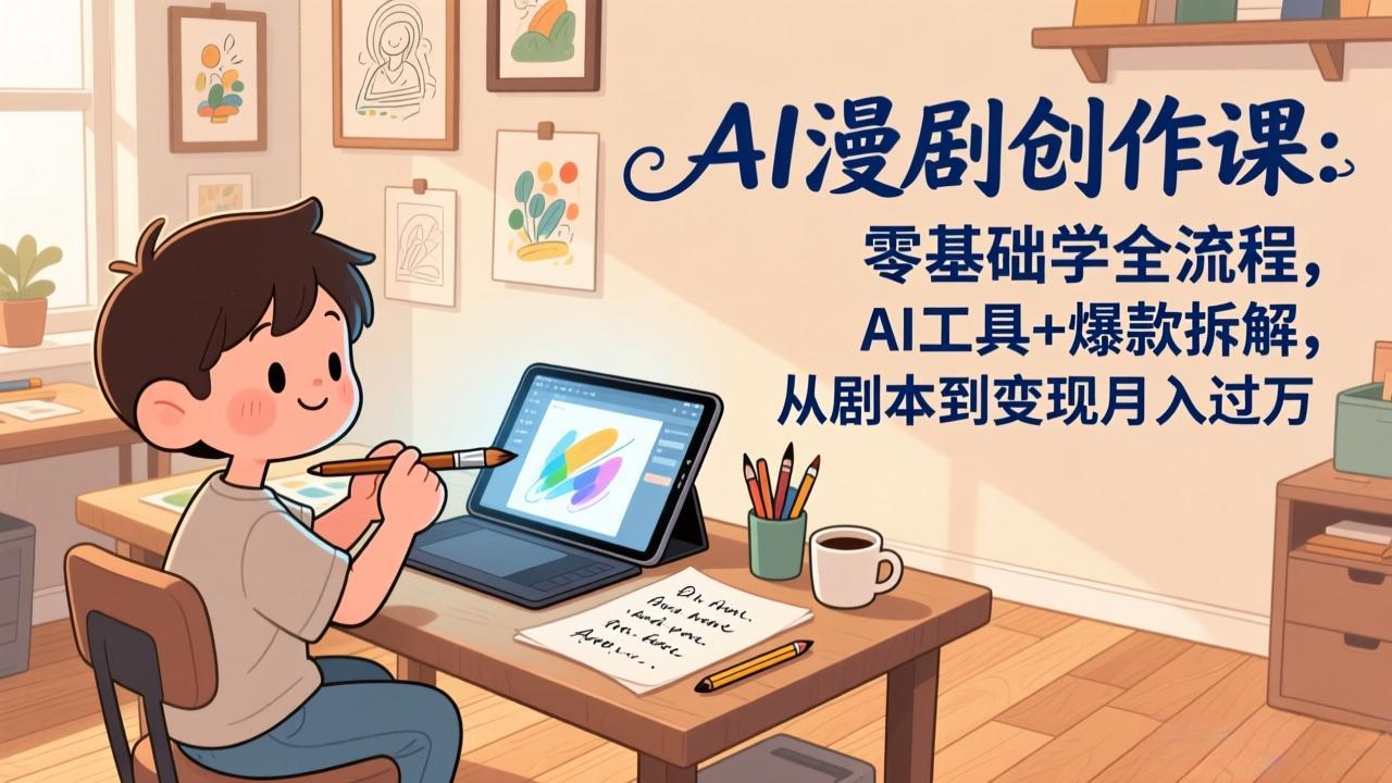 AI漫剧创作课：零基础学全流程，AI工具+爆款拆解，从剧本到变现月入过万-御文网