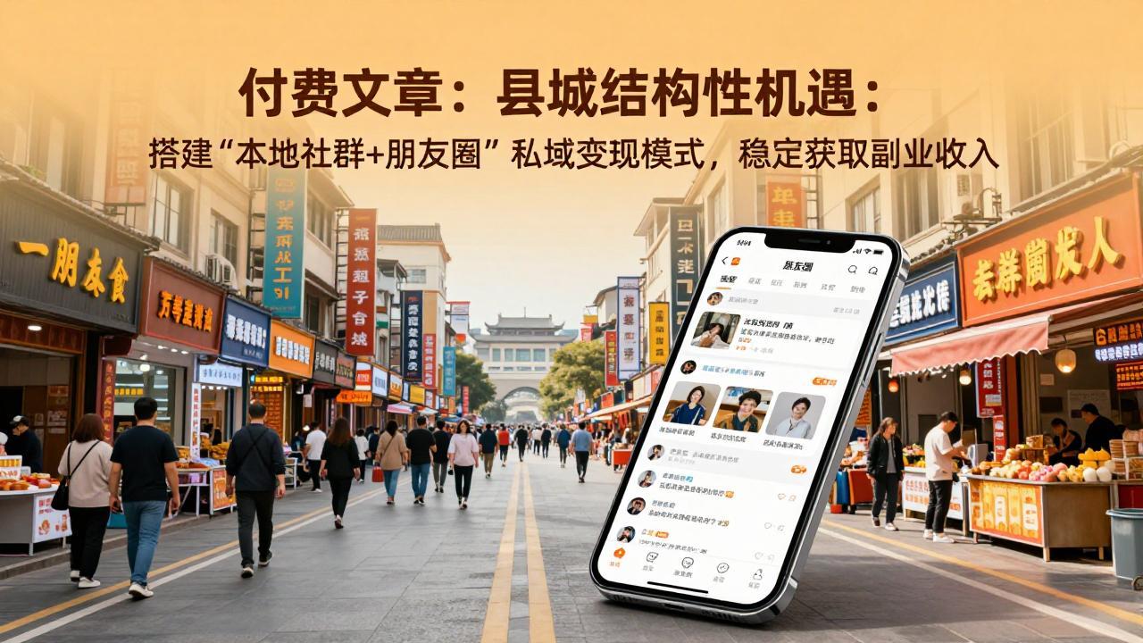 付费文章：县城结构性机遇：搭建“本地社群+朋友圈”私域变现模式，稳定获取副业收入-御文网