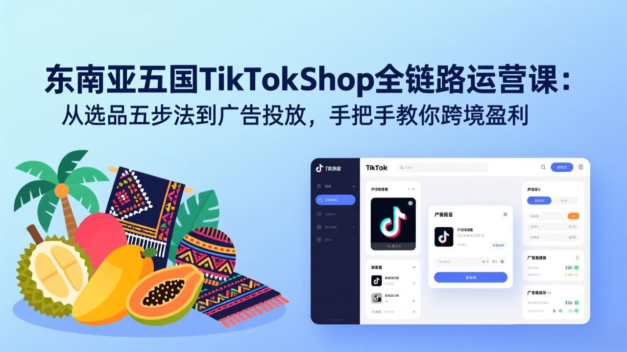 东南亚五国TikTok Shop全链路运营课：从选品五步法到广告投放，手把手教你跨境盈利-御文网