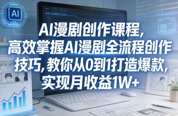 某社群AI漫剧创作课程，高效掌握AI漫剧全流程创作技巧，教你从0到1打造爆款，实现月收益1W+-御文网