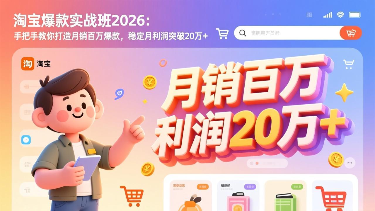淘宝爆款实战班-2026年3月更新：手把手教你打造月销百万爆款，稳定月利润突破20万+-御文网