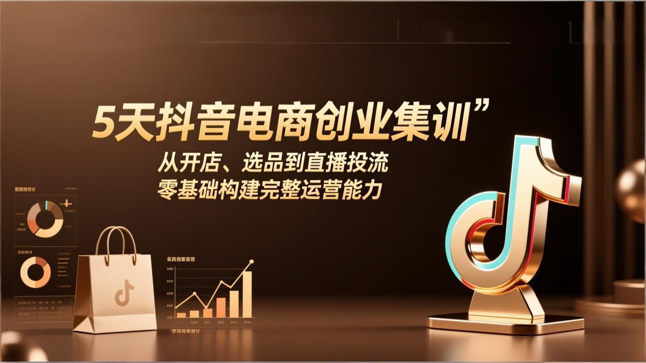 5天抖音电商创业集训：从开店、选品到直播投流，零基础构建完整运营能力-御文网