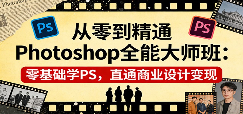 从零到精通Photoshop全能大师班：零基础学PS，直通商业设计变现-御文网