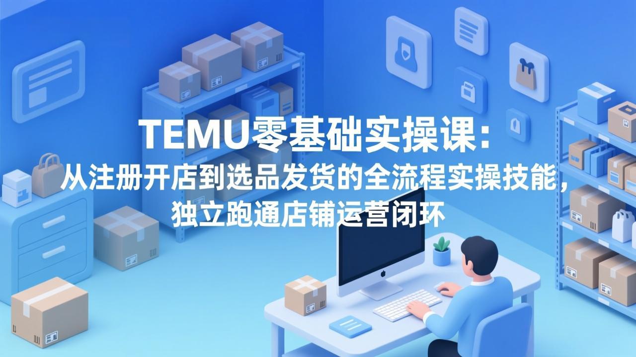TEMU零基础实操课：从注册开店到选品发货的全流程实操技能，独立跑通店铺运营闭环-御文网