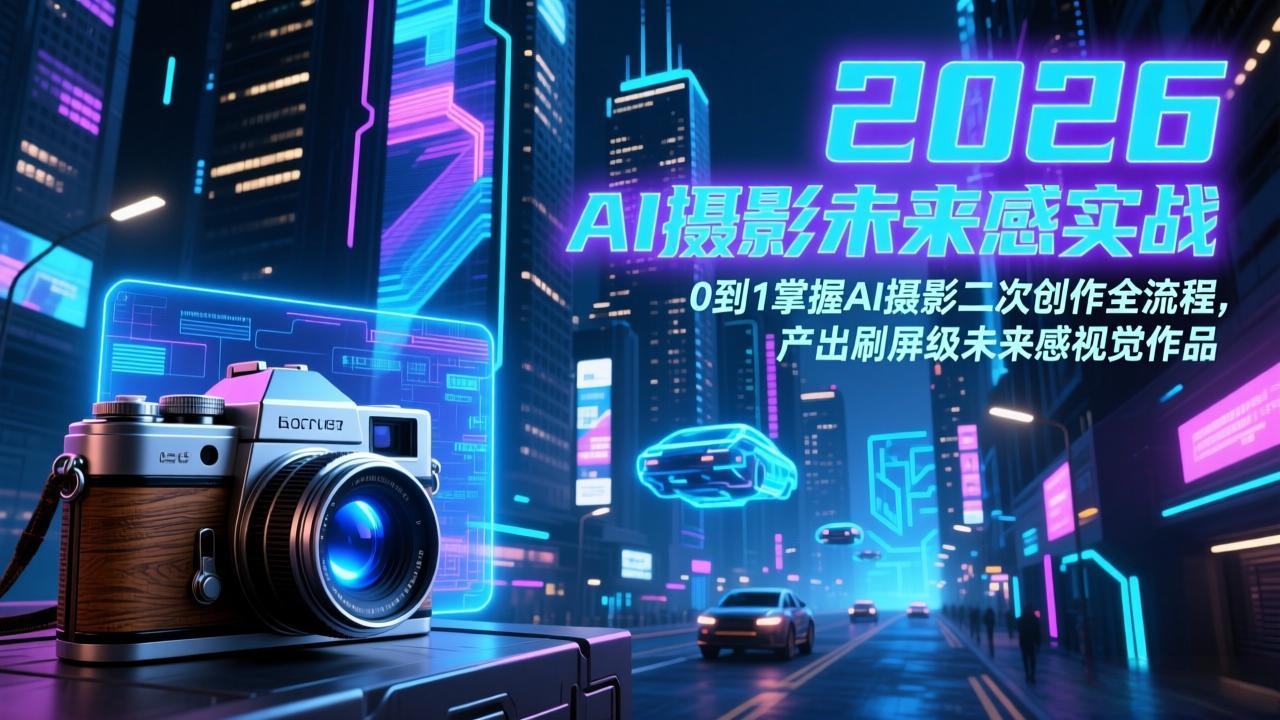 2026 AI摄影未来感实战：0到1掌握AI摄影二次创作全流程，产出刷屏级未来感视觉作品-御文网