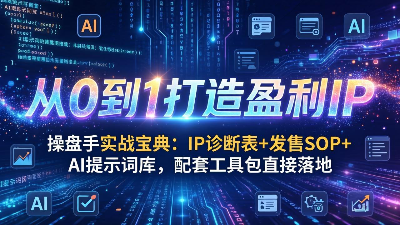 操盘手实战宝典：IP诊断表+发售SOP+AI提示词库，配套工具包直接落地，从0到1打造盈利IP-御文网