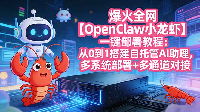 爆火全网【OpenClaw 小龙虾】一键部署教程：从0到1搭建自托管AI助理，多系统部署+多通道对接-御文网