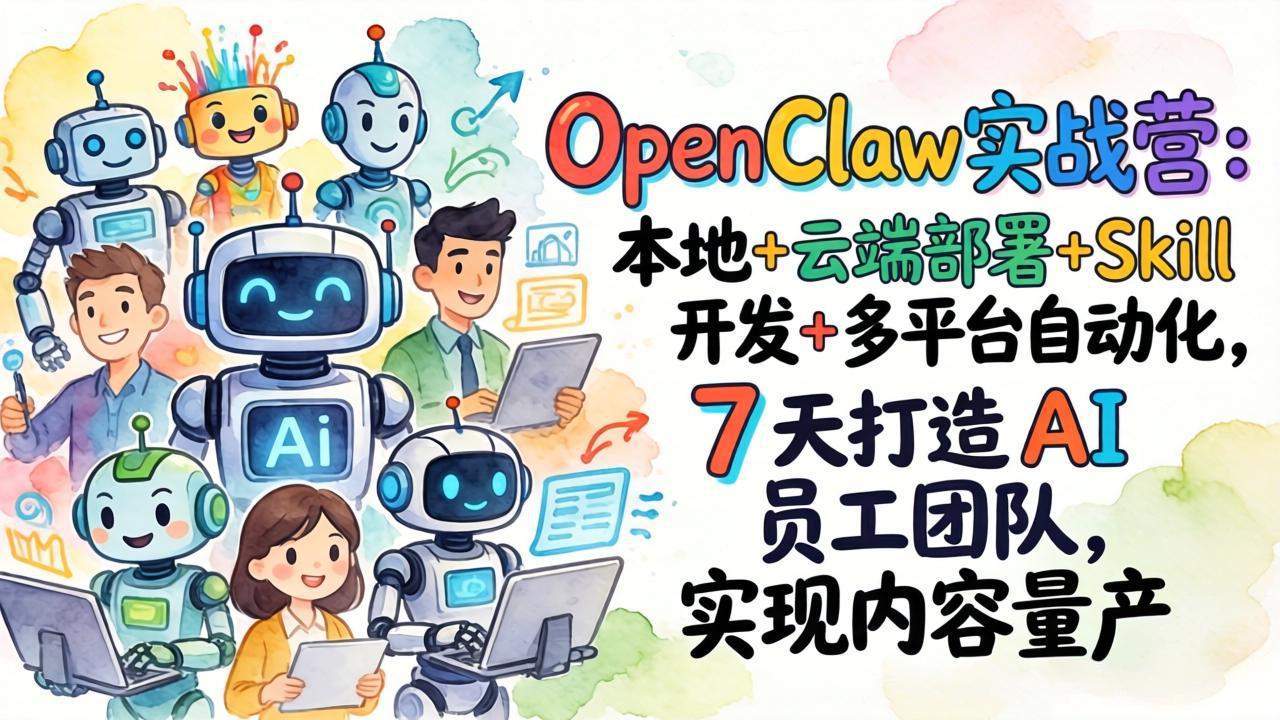 OpenClaw实战营：本地+云端部署+Skill开发+多平台自动化，7 天打造 AI 员工团队，实现内容量产-御文网