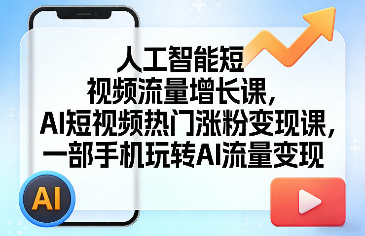 人工智能短视频流量增长课，AI短视频热门涨粉变现课，一部手机玩转AI流量变现-御文网