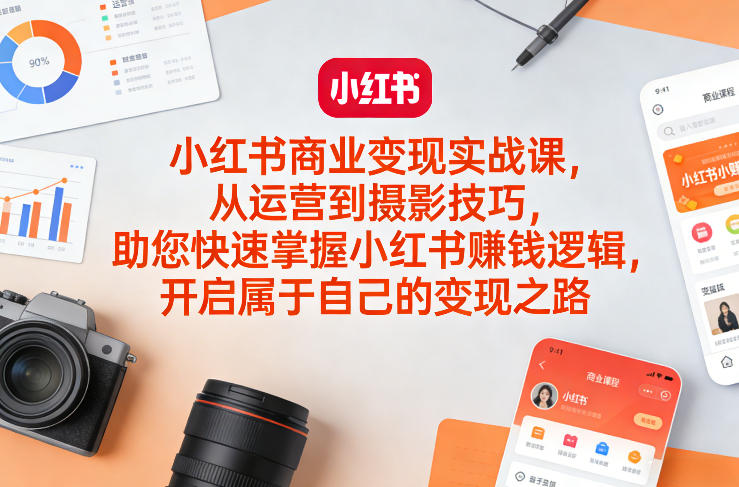 小红书商业变现实战课，从运营到摄影技巧，助您快速掌握小红书賺钱逻辑，开启属于自己的变现之路-御文网