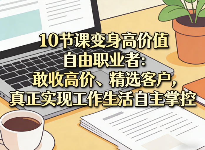 10节课变身高价值自由职业者：敢收高价、精选客户，真正实现工作生活自主掌控-御文网