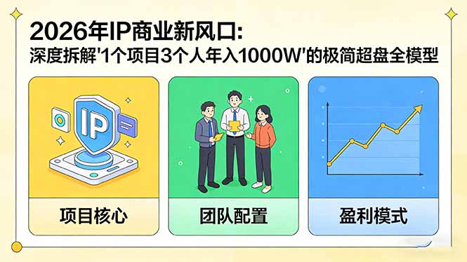 2026年IP商业新风口：深度拆解“1个项目3个人年入1000W”的极简超盘全模型-御文网