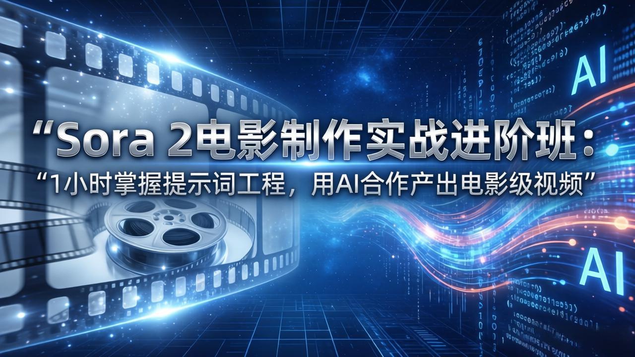 Sora 2电影制作实战进阶班：1小时掌握提示词工程，用AI合作产出电影级视频-御文网