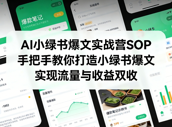 AI小绿书爆文实战营SOP，手把手教你打造小绿书爆文，实现流量与收益双收-御文网