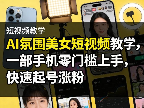 AI氛围美女短视频教学，一部手机零门槛上手，快速起号涨粉-御文网