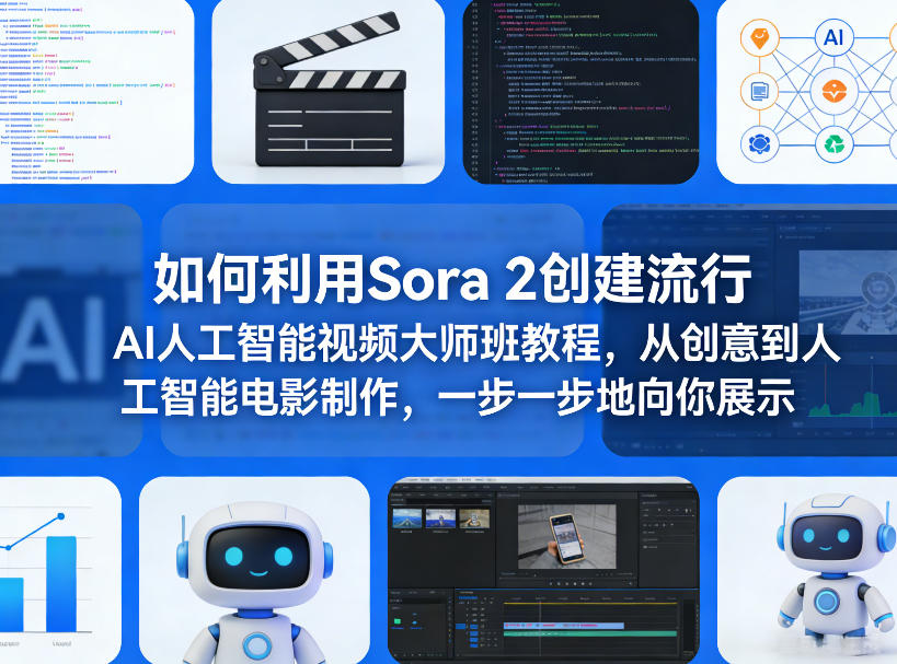 如何利用Sora 2创建流行AI人工智能视频大师班教程，从创意到人工智能电影制作，一步一步地向你展示-御文网