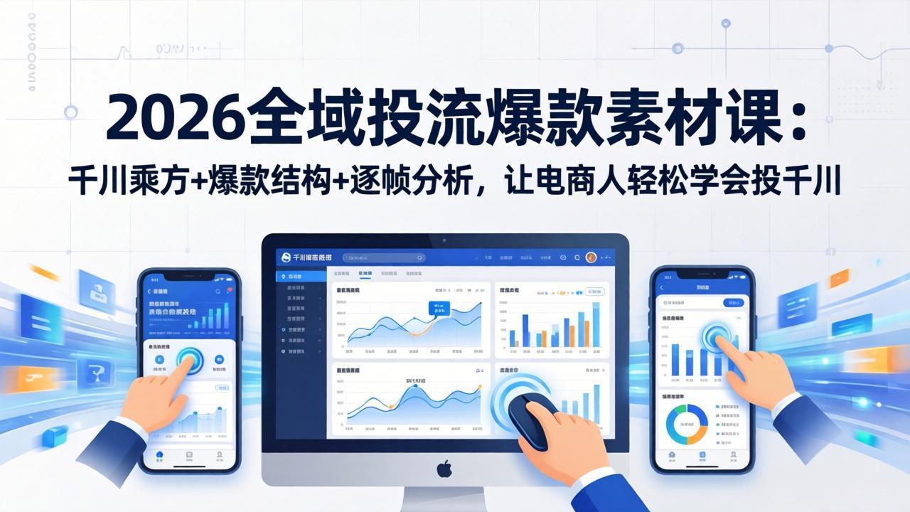 2026全域投流爆款素材课：千川乘方+爆款结构+逐帧分析，让电商人轻松学会投千川-御文网