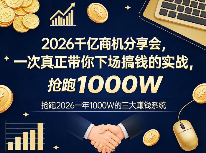 2026千亿商机分享会，一次真正带你下场搞钱的实战，抢跑2026一年1000W的三大賺钱系统-御文网