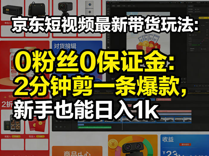 京东短视频最新带货玩法，0粉丝0保证金，2分钟剪一条爆款，新手也能日入1k+【揭秘】-御文网