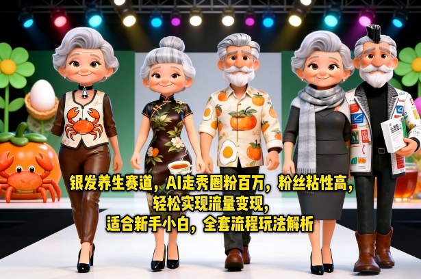 银发养生赛道，AI走秀圈粉百万，粉丝粘性高，轻松实现流量变现，适合新手小白，全套流程玩法解析-御文网
