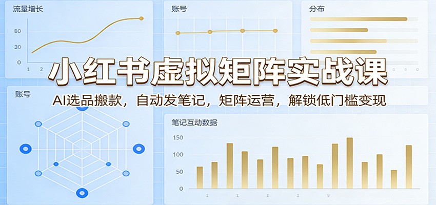 小红书虚拟矩阵实战课：AI选品搬款，自动发笔记，矩阵运营，解锁低门槛变现-御文网