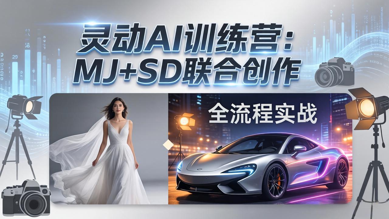 灵动AI训练营-3.0课程：MJ+SD联合创作，从婚纱大片到汽车广告，摄影后期全流程实战-御文网