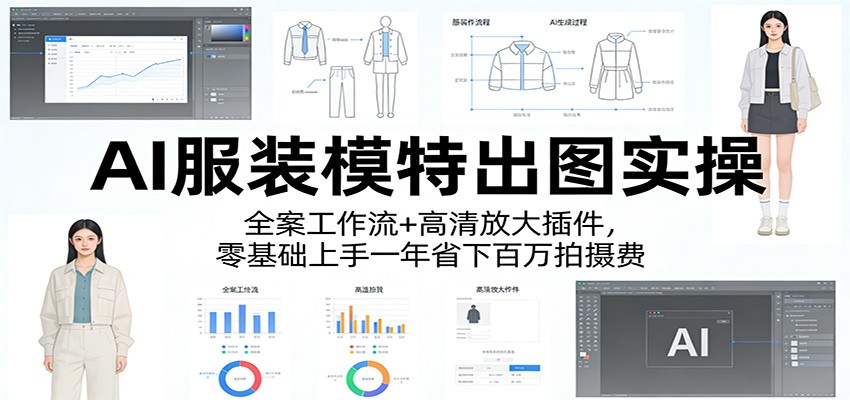 AI服装模特出图实操：全案工作流+ 高清放大插件，零基础上手一年省下百万拍摄费-御文网