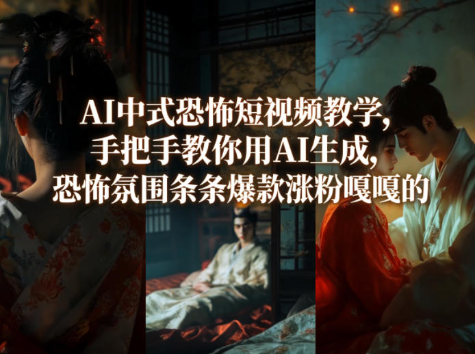 AI中式恐怖短视频教学，手把手教你用AI生成，恐怖氛围条条爆款涨粉嘎嘎的-御文网