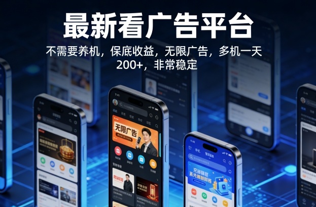最新看广告平台，不需要养机，保底收益，无限广告，多机一天200+，非常稳定【揭秘】-御文网