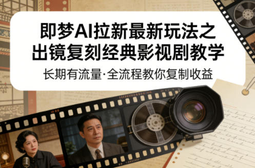 即梦AI拉新最新玩法之出镜复刻经典影视剧教学，长期有流量，全流程教你复制收益-御文网
