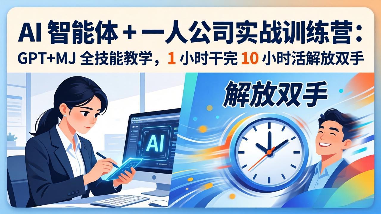 AI 智能体 + 一人公司实战训练营：GPT+MJ 全技能教学，1 小时干完 10 小时活解放双手-御文网