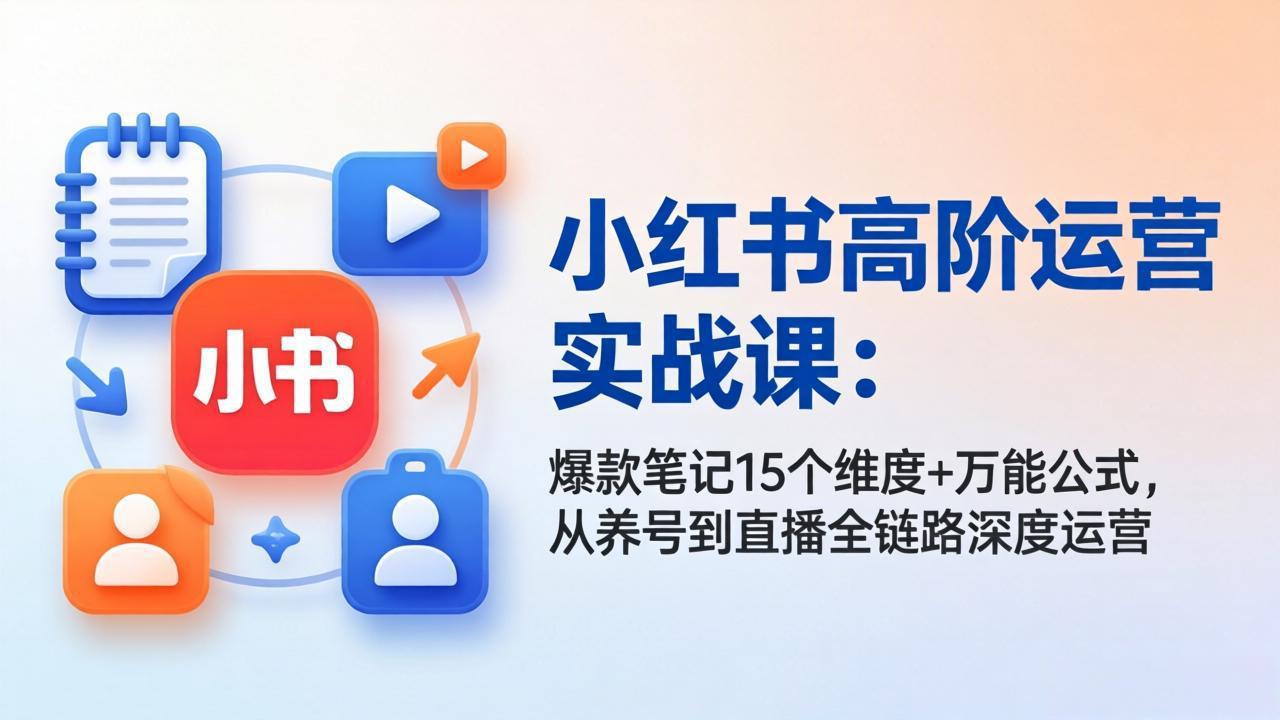小红书高阶运营实战课：爆款笔记15个维度+万能公式，从养号到直播全链路深度运营-御文网