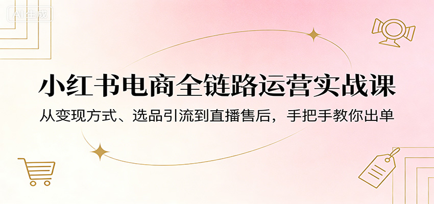 小红书电商全链路运营实战课：从变现方式、选品引流到直播售后，手把手教你出单-御文网
