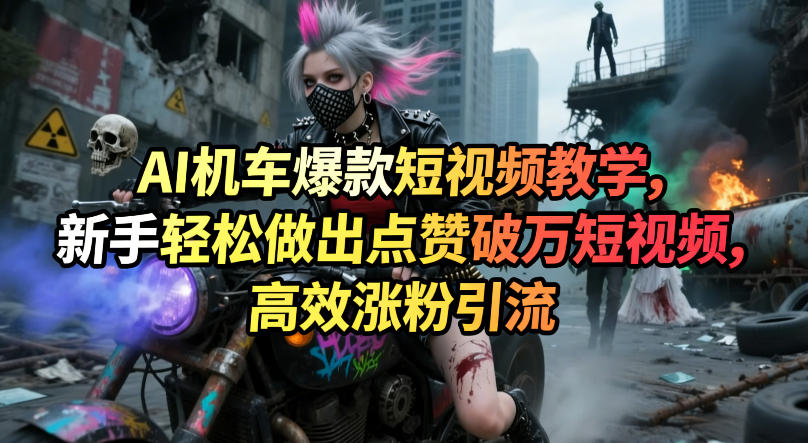 AI机车爆款短视频教学，新手轻松做出点赞破万短视频，高效涨粉引流-御文网