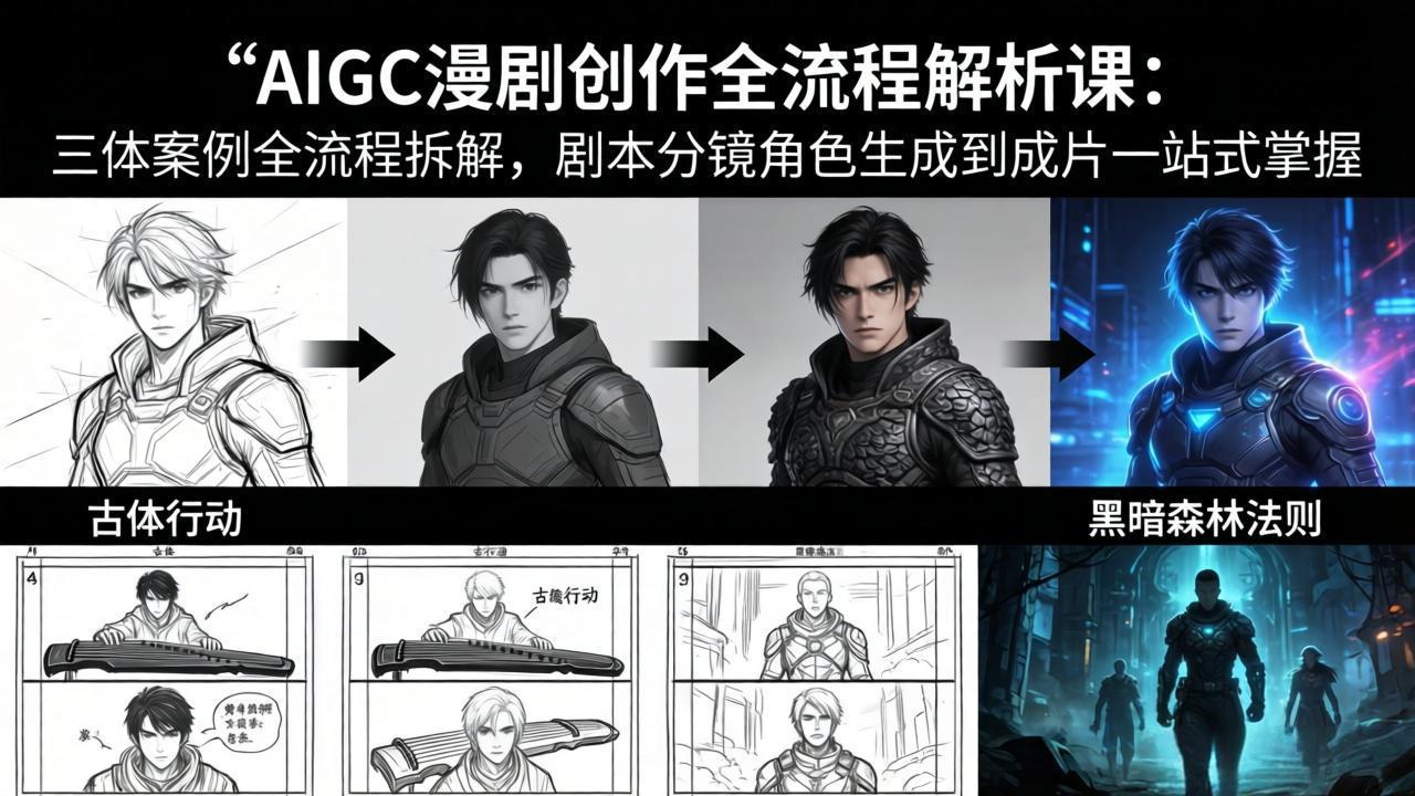 AIGC漫剧创作全流程解析课：三体案例全流程拆解，剧本分镜角色生成到成片一站式掌握-御文网