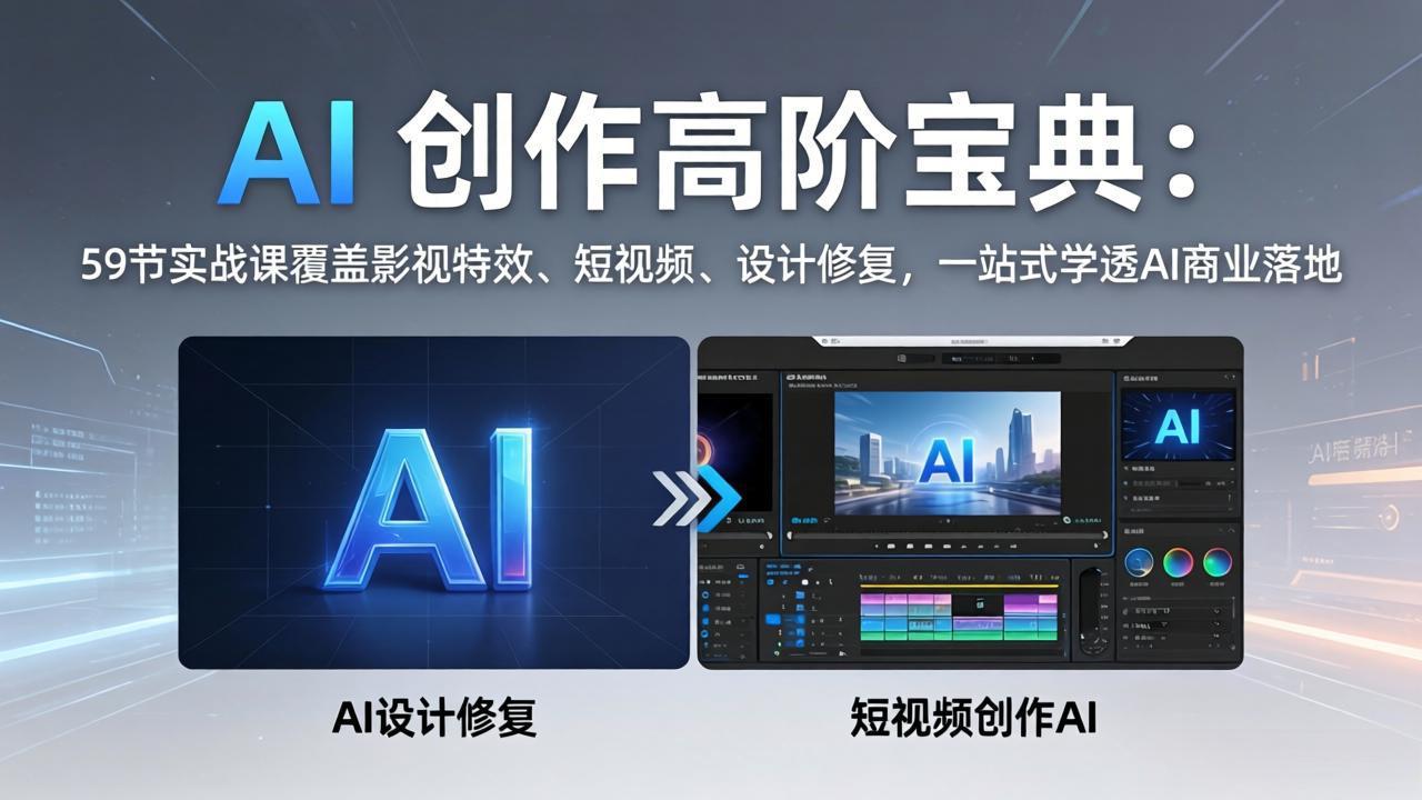 AI 创作高阶宝典：59节实战课覆盖影视特效、短视频、设计修复，一站式学透AI商业落地-御文网