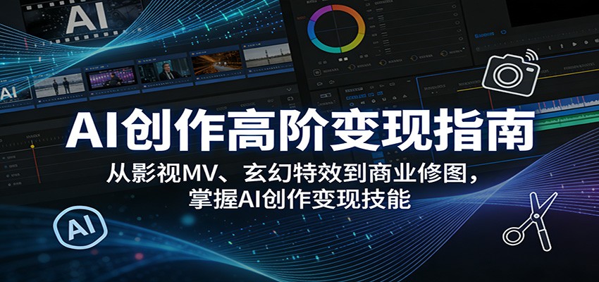 AI创作高阶变现指南：从影视MV、玄幻特效到商业修图，掌握AI创作变现技能-御文网