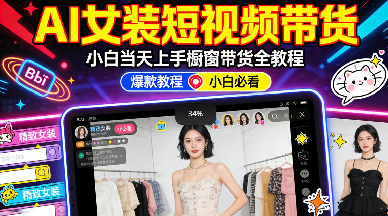 AI女装短视频橱窗带货：小白零门槛当天上手，高佣金爆款轻松賺！-御文网
