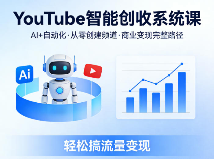 YouTube智能创收系统课，AI+自动化，从零创建YouTube频道并实现商业变现的完整路径，轻松搞流量变现-御文网