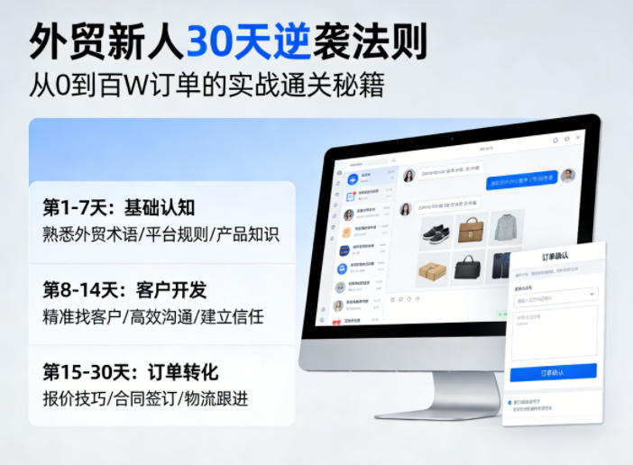 外贸新人30天逆袭法则，教你从0到百W订单的实战通关秘籍-御文网