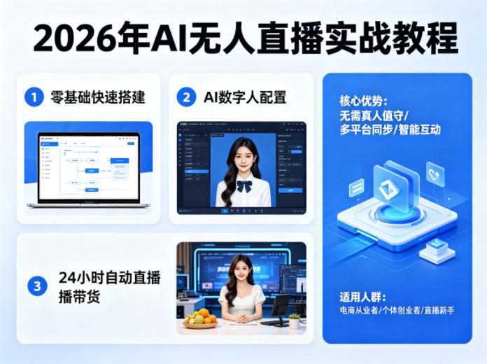 2026年AI无人直播实战教程，零基础也能快速搭建AI数字人无人直播间，实现24小时自动直播带货-御文网