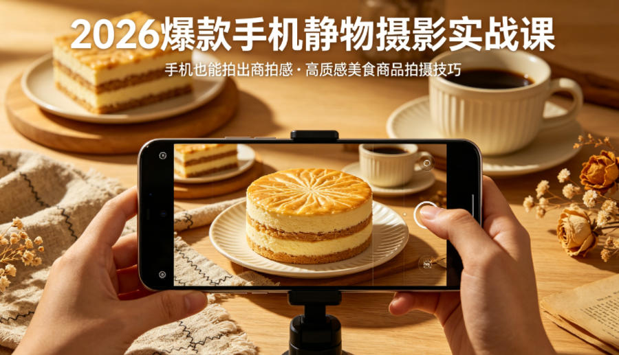 2026爆款手机静物摄影实战课，手机也能拍出商拍感，学会拍出高质感美食商品-御文网