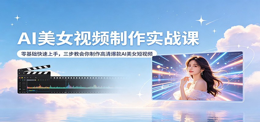 AI美女视频制作实战课：零基础快速上手，三步教会你制作高清爆款AI美女短视频-御文网