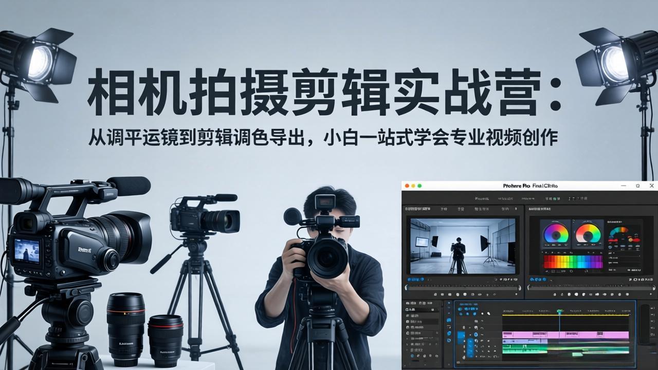 相机拍摄剪辑实战营：从调平运镜到剪辑调色导出，小白一站式学会专业视频创作-御文网