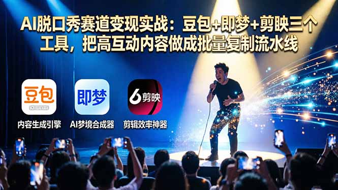 AI脱口秀赛道变现实战：豆包+即梦+剪映三个工具，把高互动内容做成批量复制流水线-御文网
