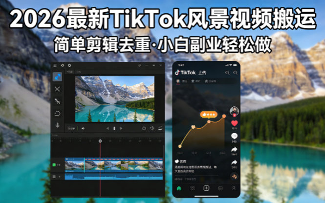 2026最新TikTok风景视频搬运简单剪辑去重小白副业月入 8000-御文网