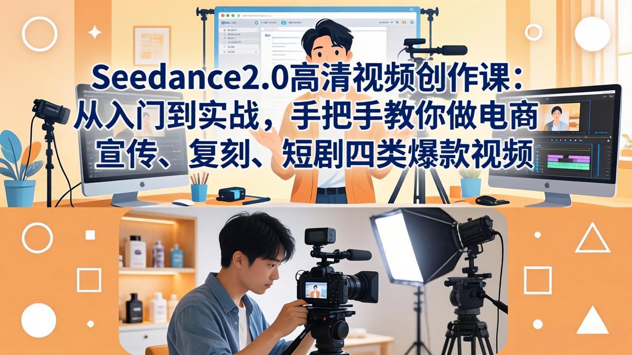 Seedance2.0高清视频创作课：从入门到实战，手把手教你做电商、宣传、复刻、短剧四类爆款视频-御文网