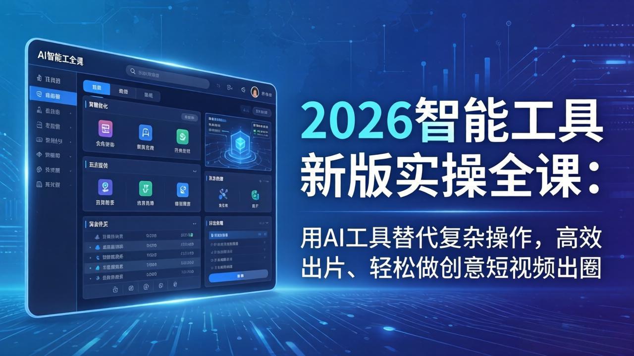 2026智能工具新版实操全课：用AI工具替代复杂操作，高效出片、轻松做创意短视频出圈-御文网